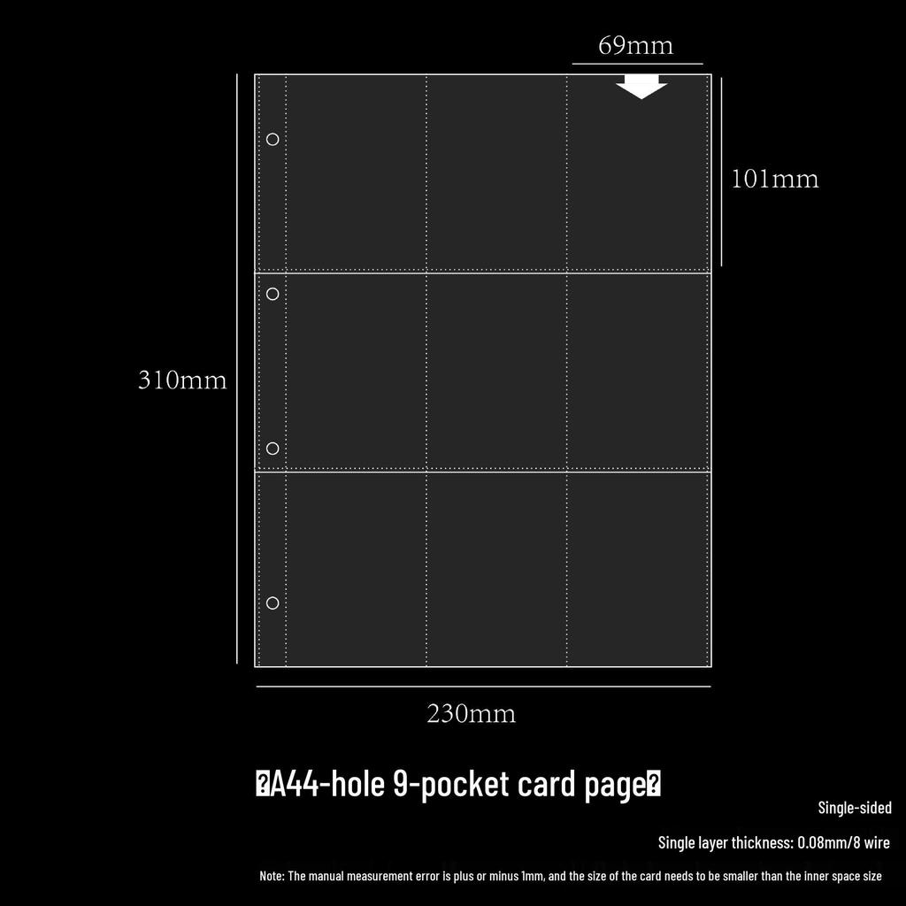 Transparent Card Album Pages for Game & Star Cards - Nine-Pocket & Four-Pocket A4 11-Hole Collection