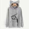 Plus Size Women Sweatshirt Cat Ear Funny Hoodie Kawaii Print Cat Cartoon Autumn Loose Casual Sweatshirts