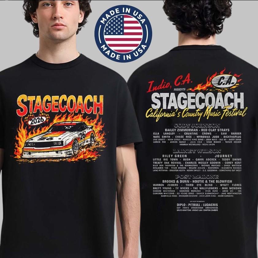 

Stagecoach 2026 TShirt Racing Team Lineup Indio California Country Music Tee Unisex T-Shirt S