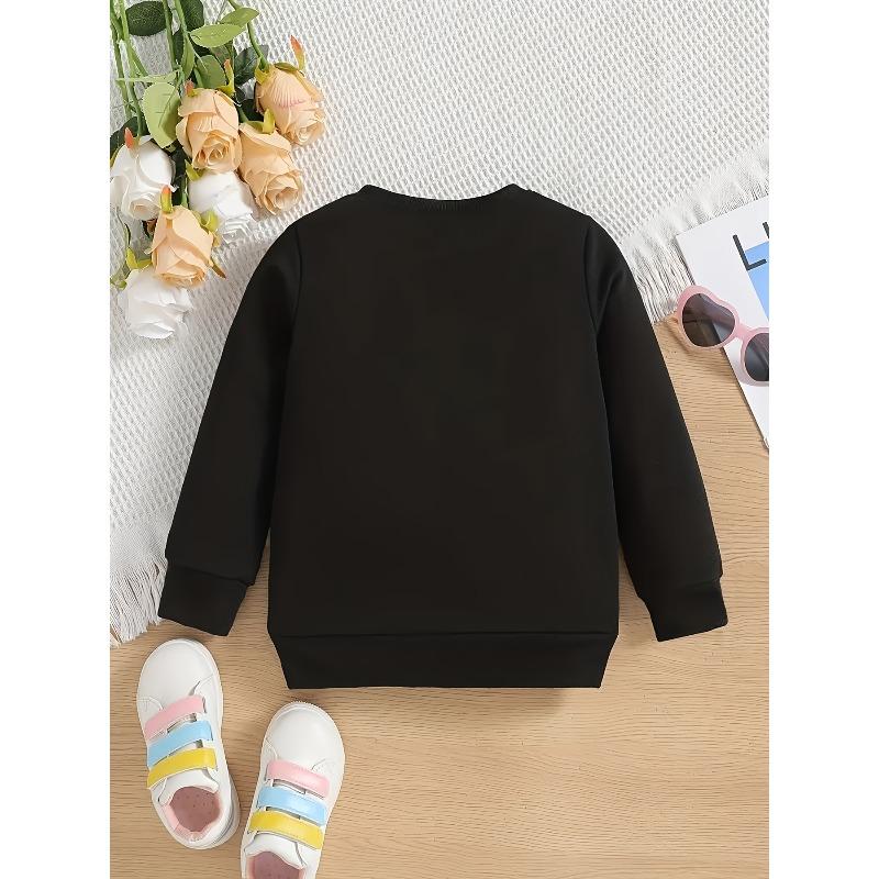 European sizes Kids' Fashionable Comfortable Cute Unicorn Holding Star Print Crew Neck Sweatshirt | Casual Style, Slight Stretch Fabric