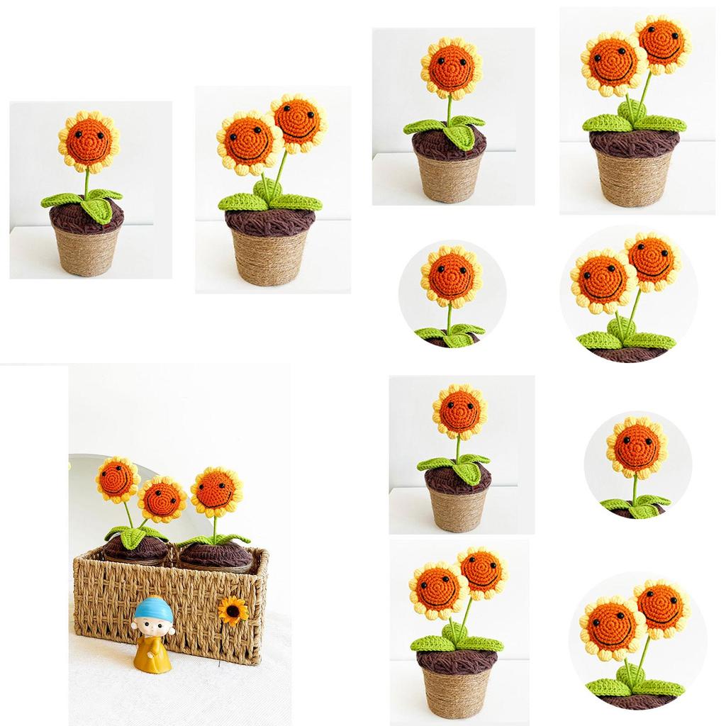 Knitted Sunflower Pot Plant Creative Décor For Your Home