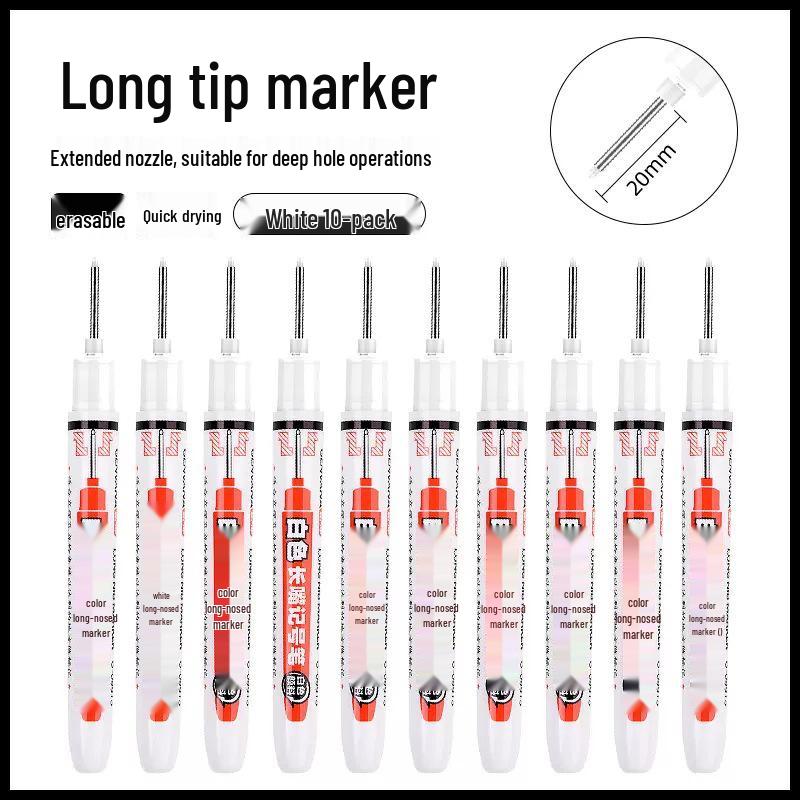 Long Tip 20mm Black Waterproof Deep Hole Marker for Woodworking and Tile