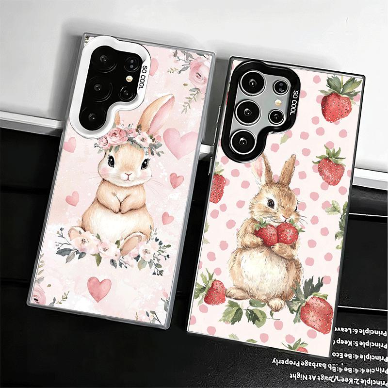Cute Cartoon Bunny Rabbit Shockproof Phone Case for Samsung Galaxy S26 Edge S25 Ultra S24 FE S23 Plus S21 Cover Anti Fall Fundas