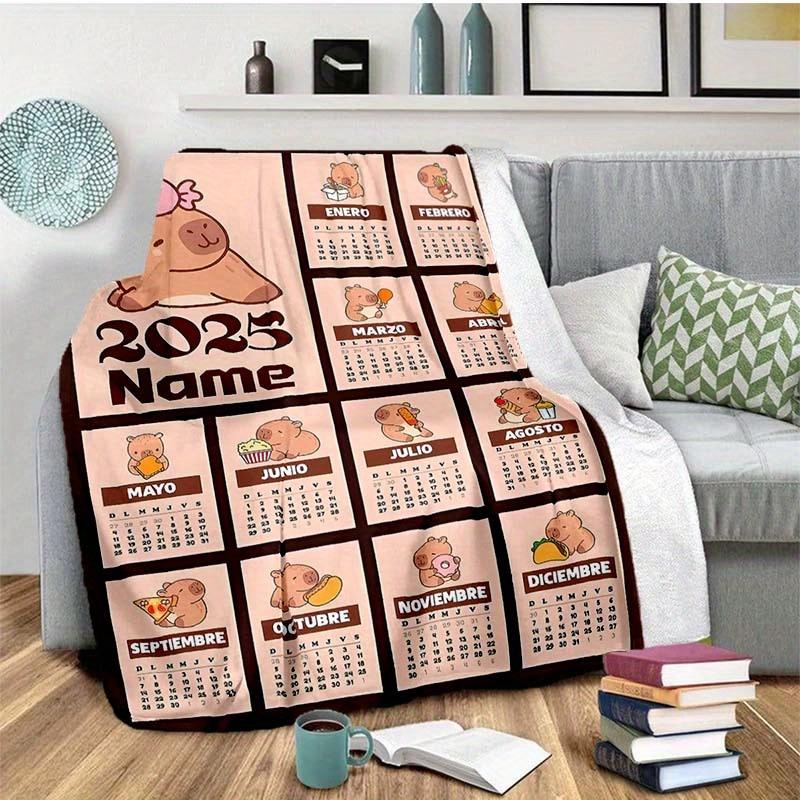 Capibala Calendar Customize Your Name Blanket Warm Comfortable And Soft Blankets Are Suitable For Home Chairs Office Sofas Sofas Office Camping And