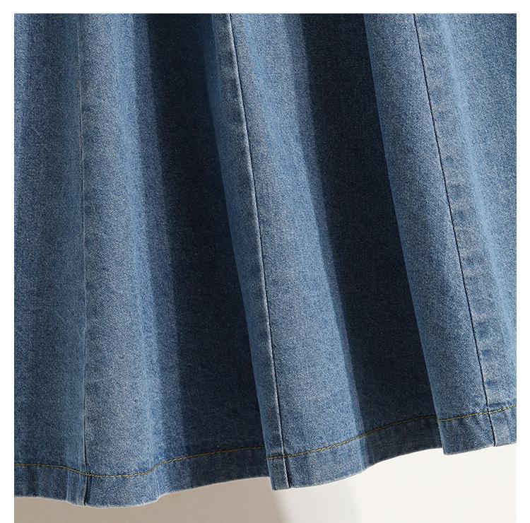 Damen Lockerer Jeansrock Frühling Koreanische Mode Mittellang Lässig Hohe Taille Rock