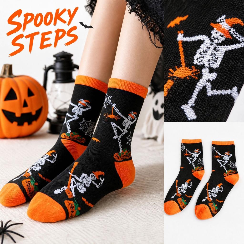 Halloween Printed Mid-Calf Socks Wicking Breathable Socks for Men Women Casual Daily Wear