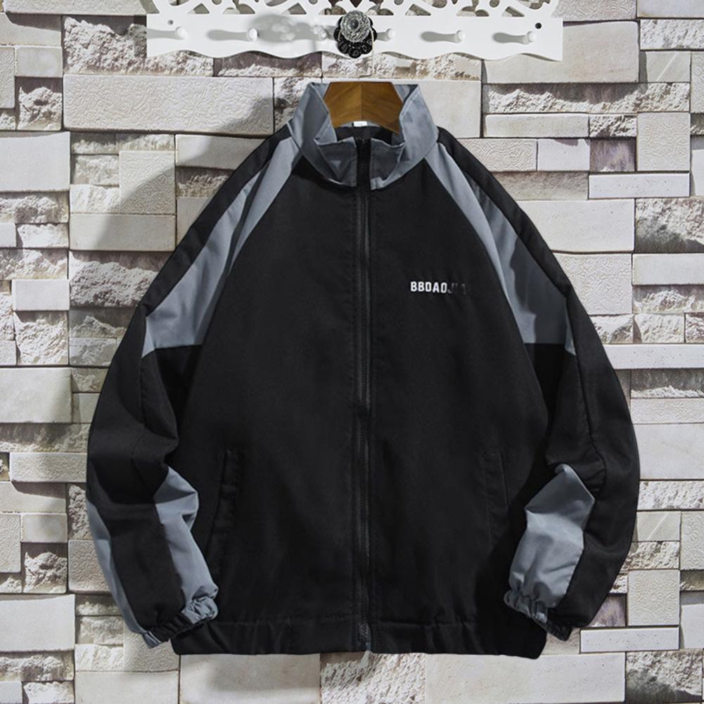 Winterjacke, Patchwork-Farbe, lichtecht, Reißverschluss, warm halten, Herbst-Winter-Baseballjacke, Unisex, lässige Streetwear