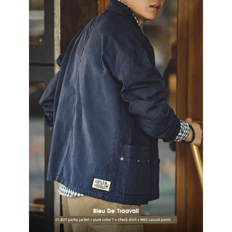 Madden French Style Retro Navy Blue Lapel Spring Overalls