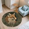Fox On Tree Branch,Round Area Rug,Carpet Rug for Living Room Bedroom Sofa Playroom Decor,Non-slip Floor Mat