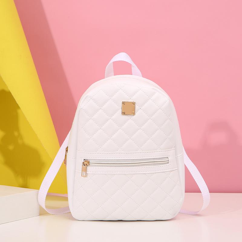 Embroidered Rhombus Large Women's Backpack New Zipper Large Capacity Versatile Polyester Lining Bag