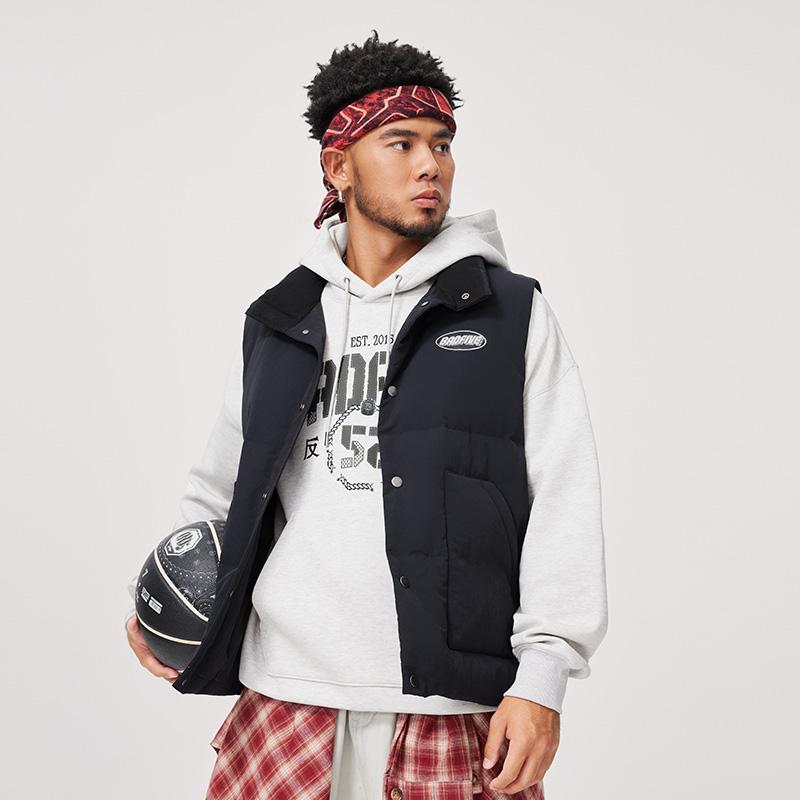 Li-Ning Anti-Water Comfortable Versatile Casual Stand Collar Letter Print Simple Winter Vest Men vests Black AMRU013-1