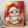 DIY Pearl Bead Painting Kit Adorable Christmas Bunny Stress Relief Craft Frameless 3D Canvas Art for Adults Home Decoration Gift