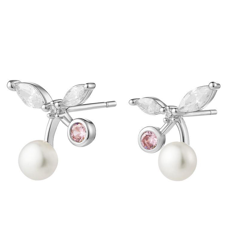 S925 Silver Pearl & Zirconia Tassel Stud Earrings - Elegant, Versatile, High-End Accessories серебряный