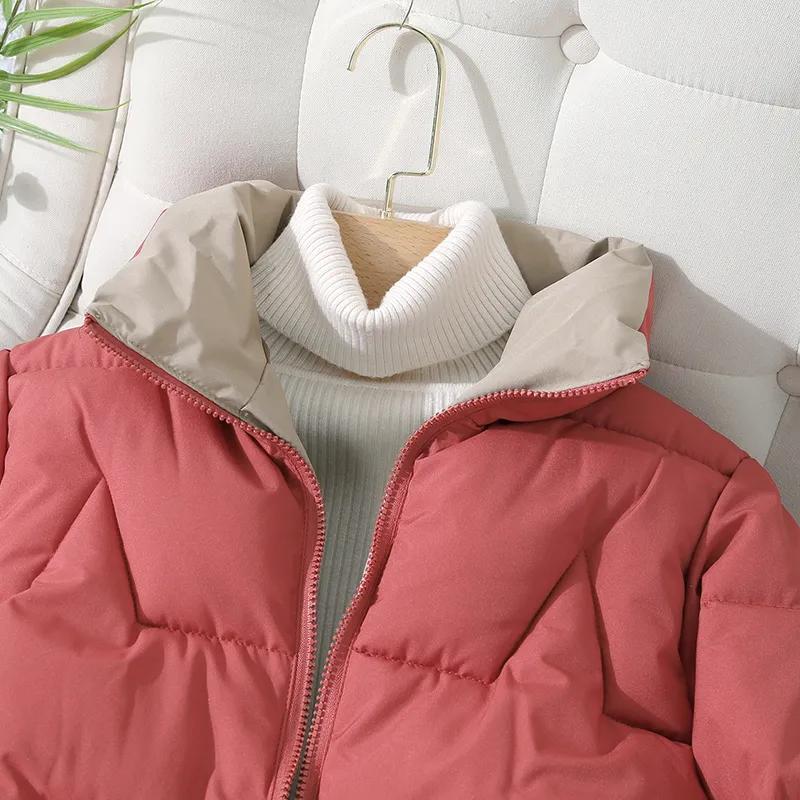 Autumn Winter Women's Down Jacket Short Style Standing Collar Cotton-padded Jacket Thick Warm Coat
