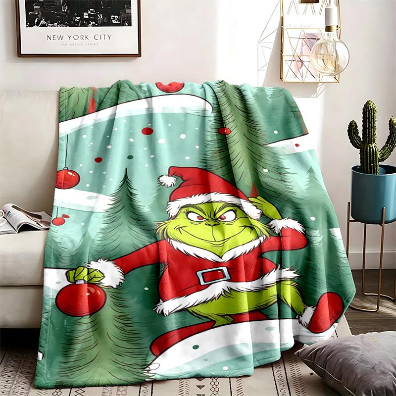 How the Grinch Stole Christmas Theme Blanket Suitable For The Sofa Camping And Travel Made Of Soft Flannel Material An Ideal Gift For Occasions Such A