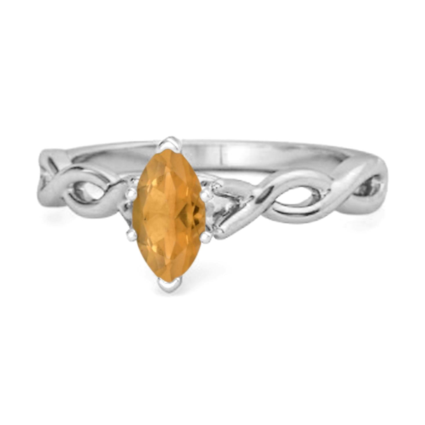 Citrine Marquise Ring- 925 Sterling Silver 12 белый