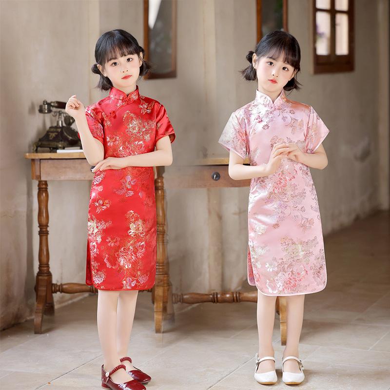 2025 Retro Chinesischer Stil Sommer Prinzessin Cheongsam für Mädchen