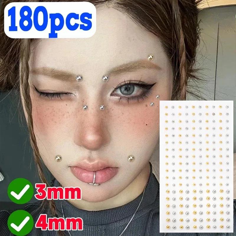 Acrylic Selfadhesive Waterproof Non Piercing Lip Nails Sticker Reusable Fake Lip Nail Eyebrow Nose Ring Body Belly Button Jewelr