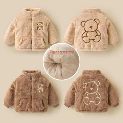 Children's Lamb Wool Winter Coat - Velvet-Lined, Thick, Warm Style for Boys and Girls