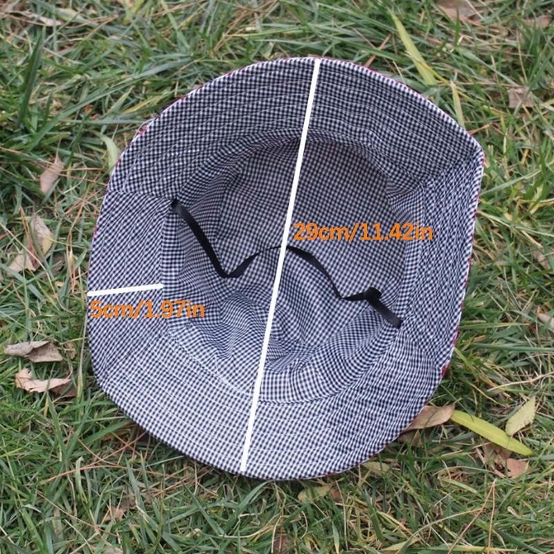 Retro Plaid Bucket Hat Women'S Sweet Lace Up Fishing Hat Summer Sun Protection And Uv Protection Hat