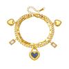 Ensemble de Bracelets à Breloques Superposés Plaqué Or 18 Carats, Bracelet Chaîne Maille Cubaine Paperclip avec Pendentif Cadenas en Forme de Cœur pour Femmes