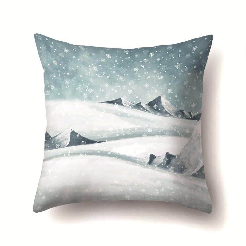 45x45cm Cartoon Fawn Snow Scene Pillow Cover Living Room Sofa Office Seat Car Waist Cushion Cushion Cover Home Decoration