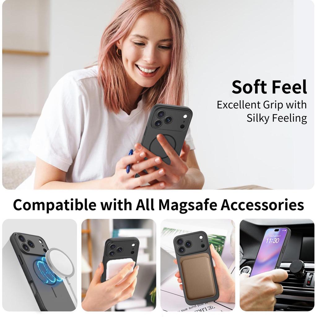 Magnetic Frosted Liquid Skin Feel Case for iPhone 16 Pro Max - Anti-Drop, Fine Hole Design