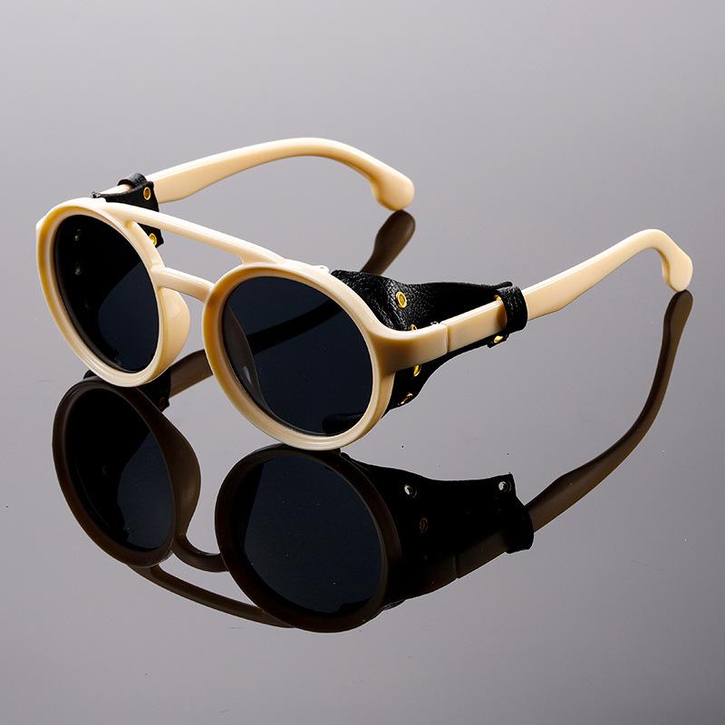Unisex Vintage Steampunk Sunglasses Men'S Designer Designer Retro Round Leather Sun Glasses Steam Punk Outdoor Goggles Uv400
