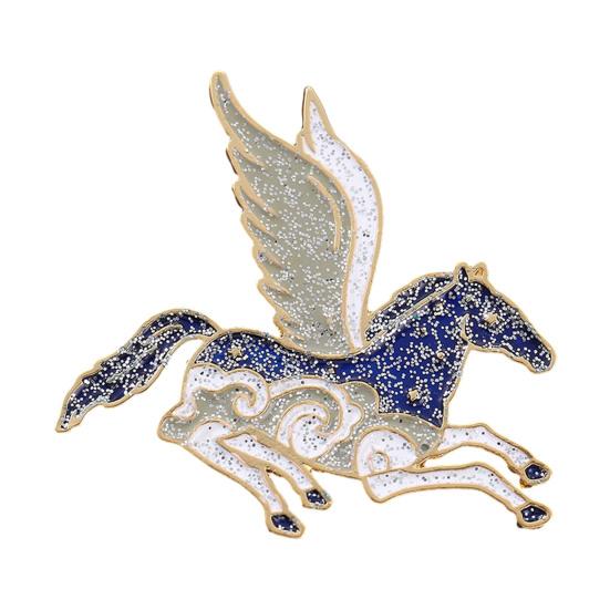 Brooch Pin Horse Design Enamel Pin with Imitation Crystals Enamel Faux Pearls Fairy Tale Brooch Artistic Accessories