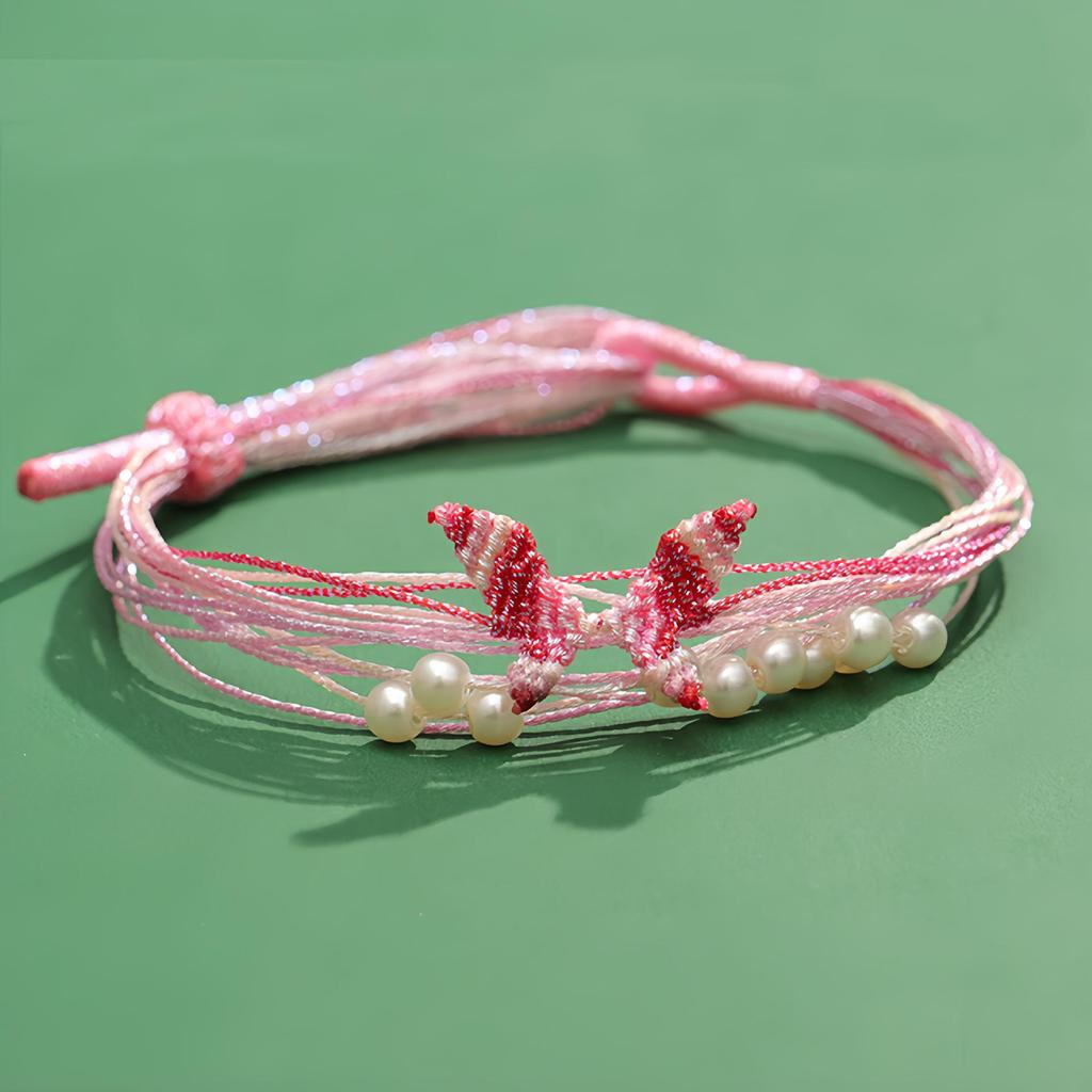 Iridescent Dragon Boat Festival Butterfly Bracelet: Handmade Five-Color Rope for Couples and Best Friends