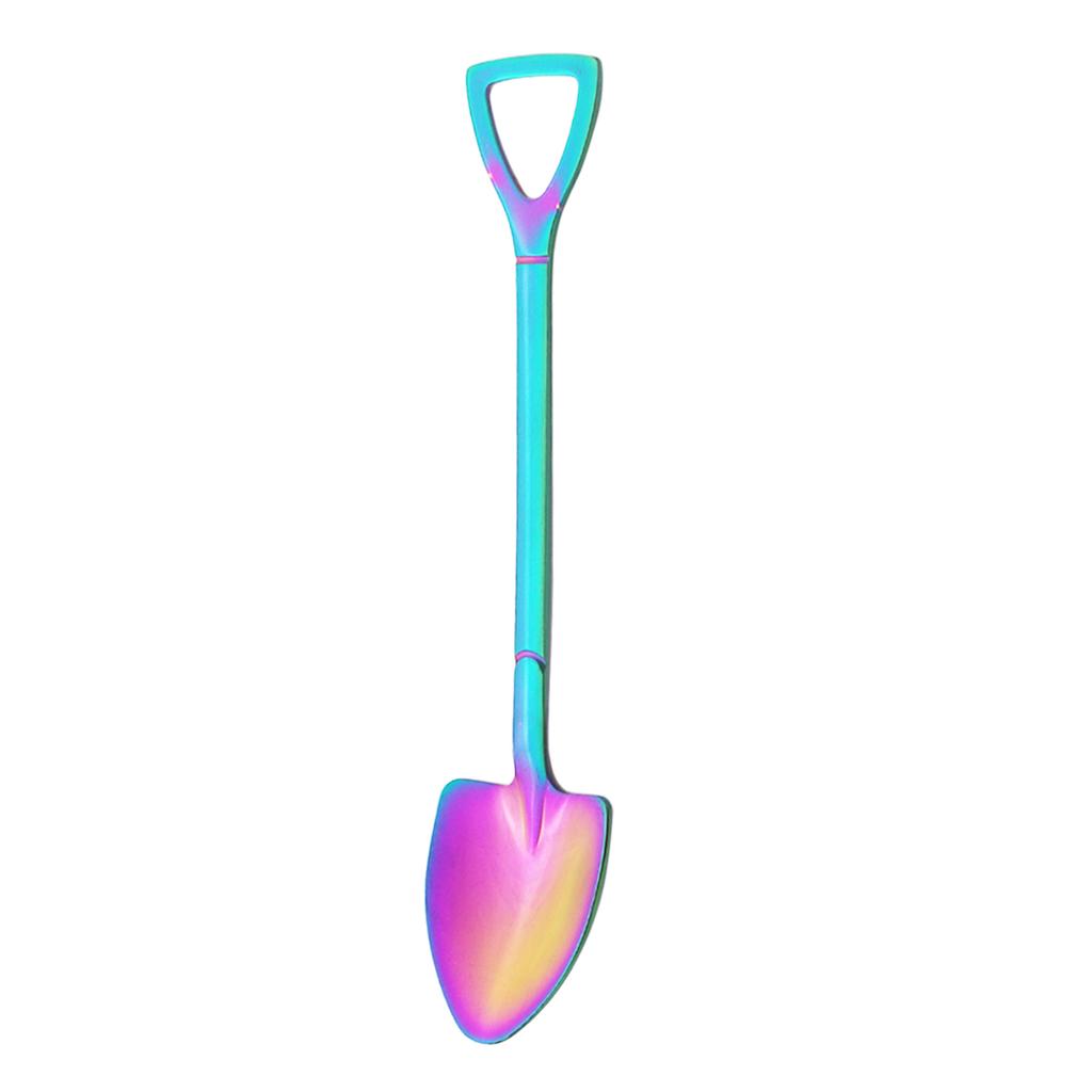 Rainbow Stainless Steel Shovel Spoon Set Ice Cream Stirring Spoon Tool Creative Teaspoon Dessert Coffee Spoon Party Cutlery Set