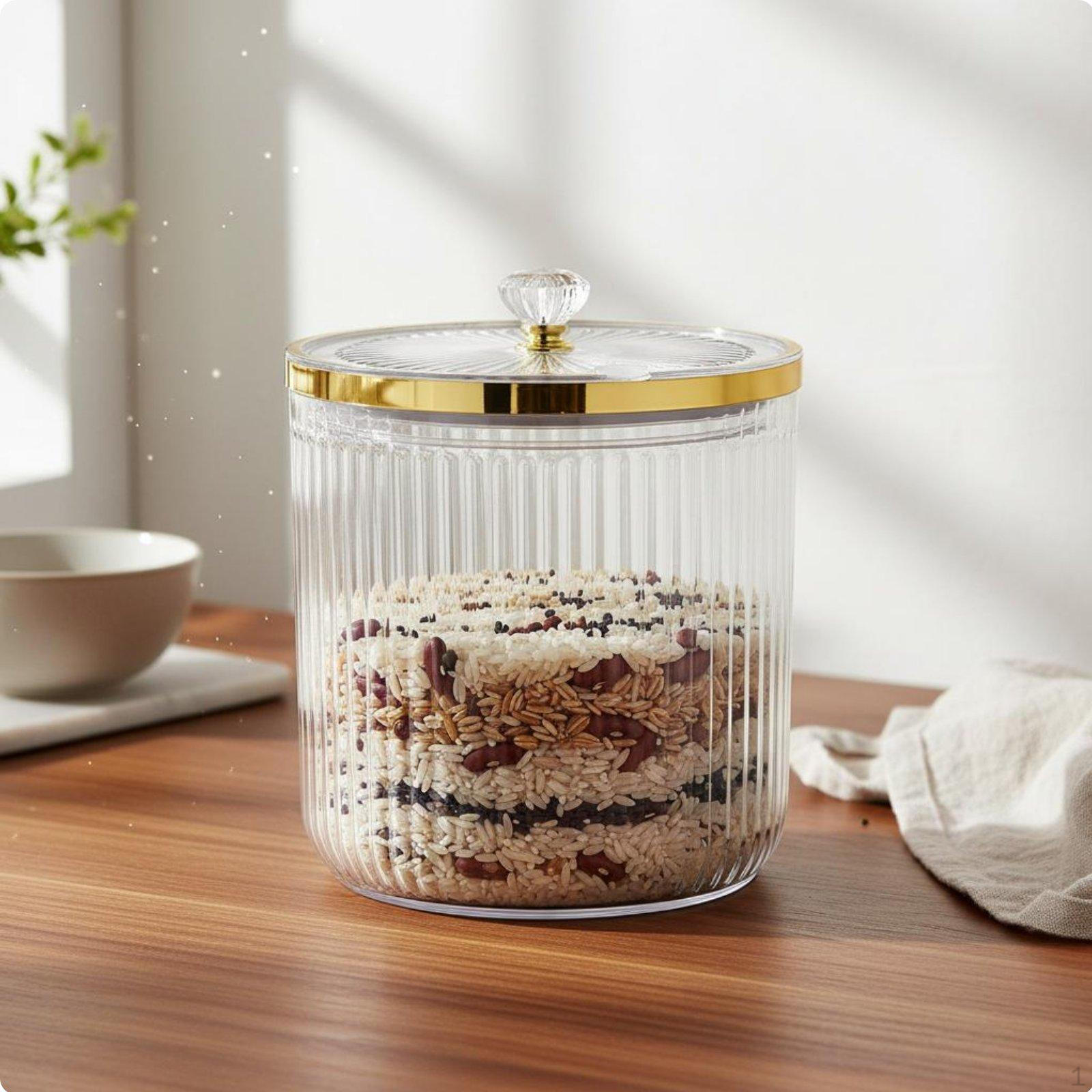 Dry Food Storage Container Transparent Body Airtight Goods LeakResistant Clear 5L