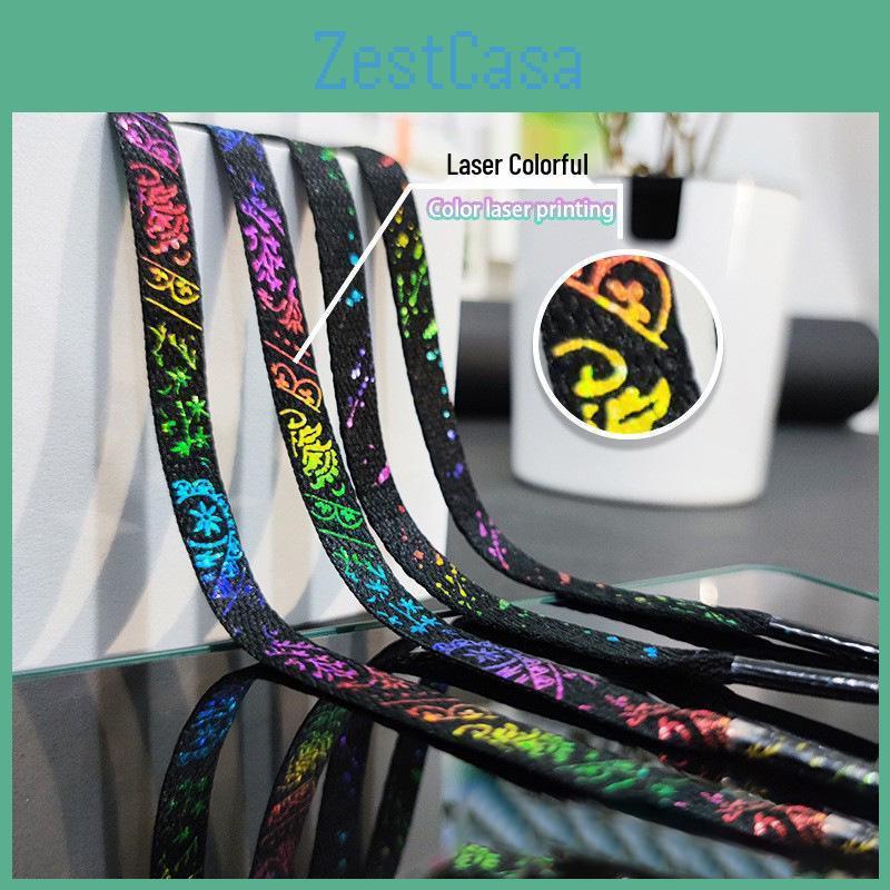 Sevencolor Laser Feng Splatter Lin Ink Shoelaces With Hot Silver Paisley For Af1 Customization