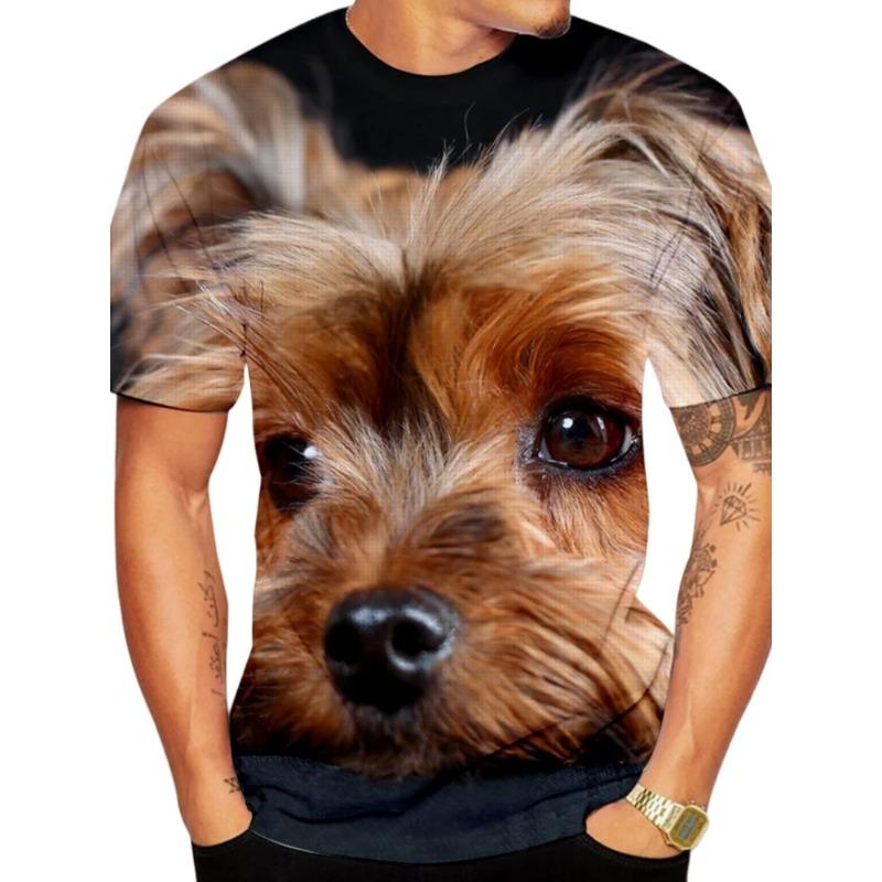 Mode Hund 3D-Druck T-Shirt Sommer Outdoor Herren Kurzarm T-Shirt Trend Herren T-Shirt Rundhals Top Übergroße Herrenbekleidung