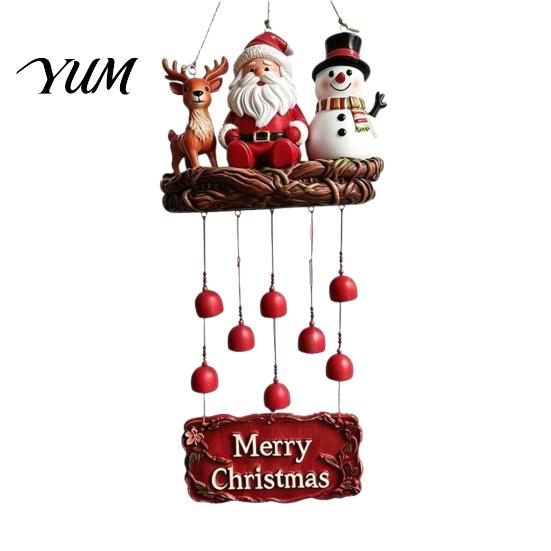 Rahatlatıcı Noel için Huzurlu Sesli Rüzgar Çanları Noel Baba Çanı, Şenlikli Asılı Süs, Claus Kardan Adam Geyik Hava Koşullarına Dayanıklı Bahçe Çanları Çan Veranda