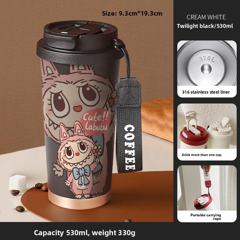 

Thermos Cup Large Capacity Straw Student Water Cup Men s and Women s Coffee Cup 530ml