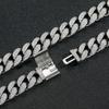 BES 12mm Wide Cuban Link Chain Bracelet Necklace Hip Hop Personality Trend Hip Hop Brass Zircon Miami Cuban Chain Jewelry