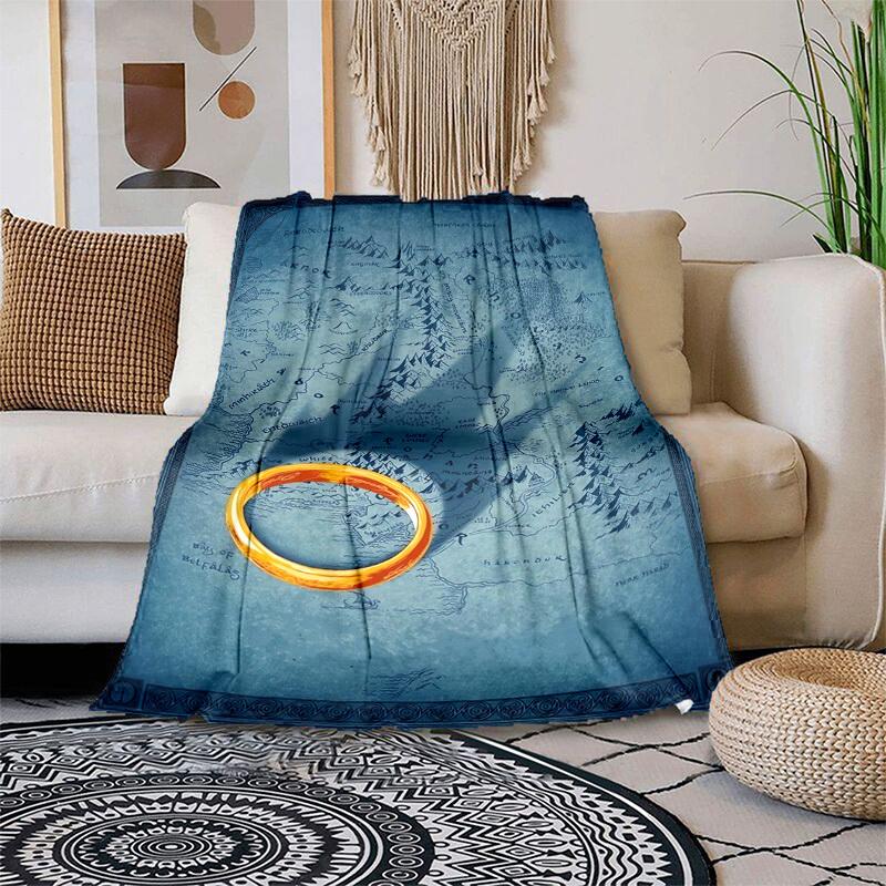 1pc Middle Earth Map Poster Cartoon Blanket,Portable Throw for Travel & Camping, All Season Cozy Blanket,Ideal Gift 75X95CM