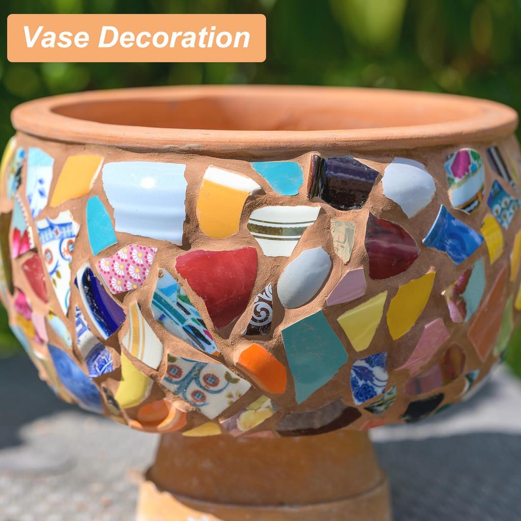 PATIKIL Irregular Ceramic Mosaic Broken Porcelain Stained Stone Mosaic Large for DIY Craft Home White 500g/1.1LB Tiles, 0.79"-1.57", Tiles, Quantity,