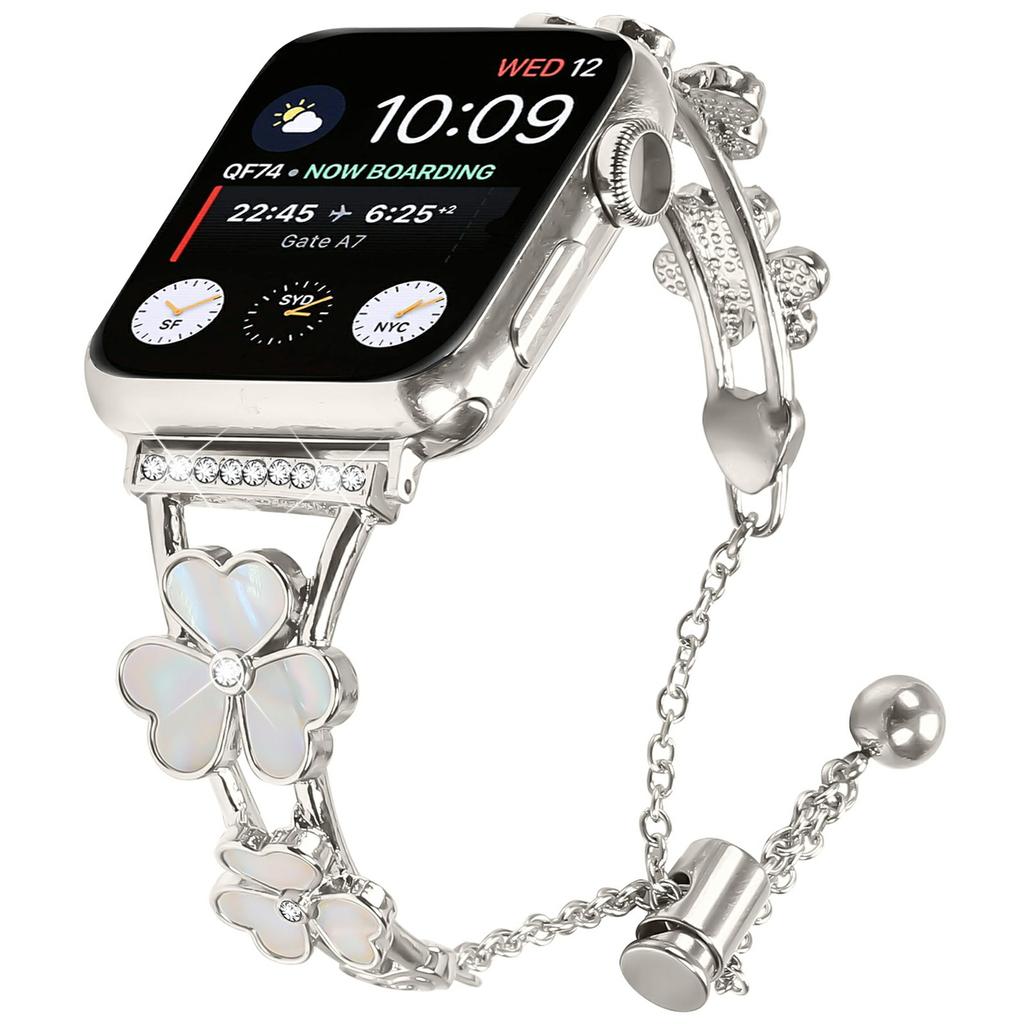Watchband For Apple Watch Series 11 10 42mm/9 8 7 41mm/SE3 SE2 SE 6 5 4 40mm/3 2 1 38mm Heart Clover Zinc Alloy Metal Strap