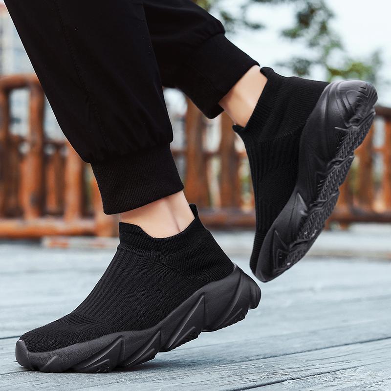 Fashion Fashion Platform Sports Shoes Men Red High Top Knit Casual Sneakers Women Lightweight Breathable Slip-on Men's Running Shoes