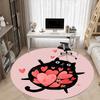 1pc Love Cat Office Round Area Rug, Indoor Mat Suitable For Office, Under Office Chairs Bedroom Living Room Home Decor, Room Deco 189