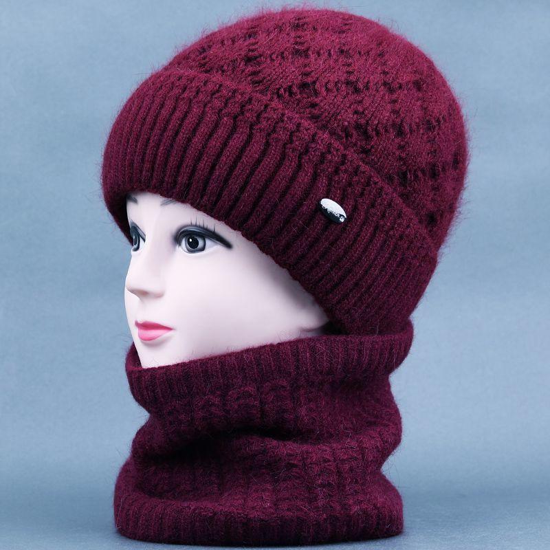 Winter Women Hat Plush Knitted Windproof Earmuffs Hats Outdoor Wool Thick Warm Woolen Caps Middle-aged and Elderly Hat
