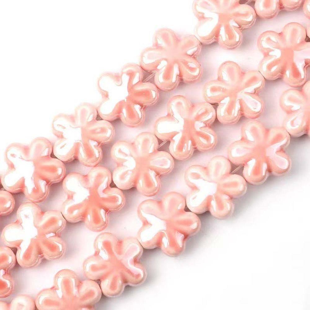 10pcs Ceramic Five-petaled Flower Bead Handmade Craft Jewelry Making Material Gift