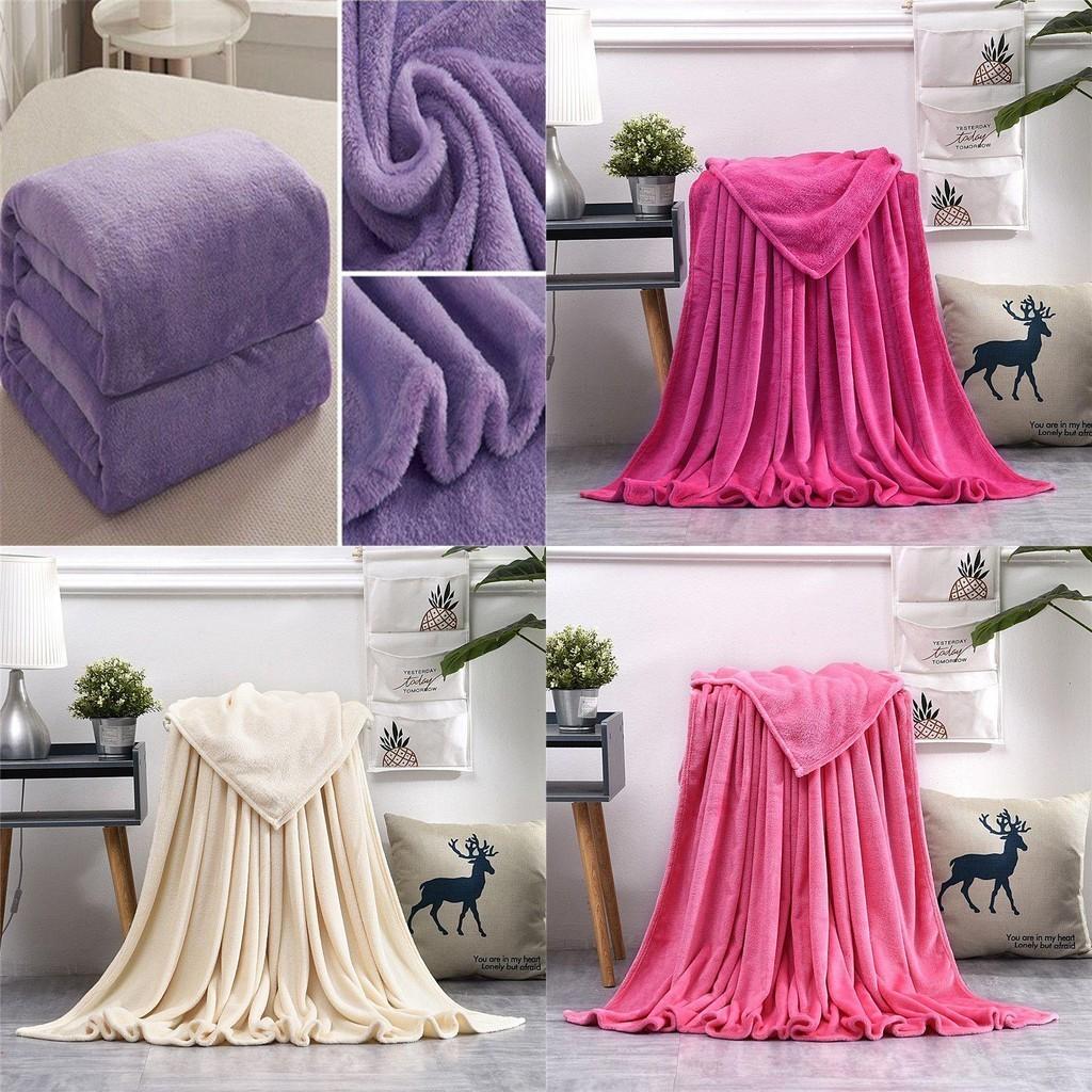 Sumptuous 22 Solid Colors Flannel Plush Fleece Blanket Perfect For Sofa Relaxation