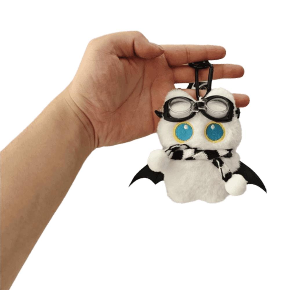 Cute Big Eyes Black Cat Plush Keychain Stuffed Little Devil Cartoon Wings Kitten Doll Pendant Soft Mini Car Keyring Bag Ornament