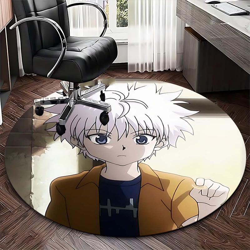 1pc Anime Cartoon Design Round Carpet - Office Chair Mat, Non-Slip Rug for Home Decor, Suitable for All Seasons, Perfect Gift for Anime Lovers.W016