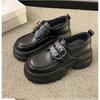 Fashion 2024 Autumn Loafers Women High Platform 7CM Shoes Women's Thick Sole PU Leather British Metal Buckle Simple Mary Jane Shoes