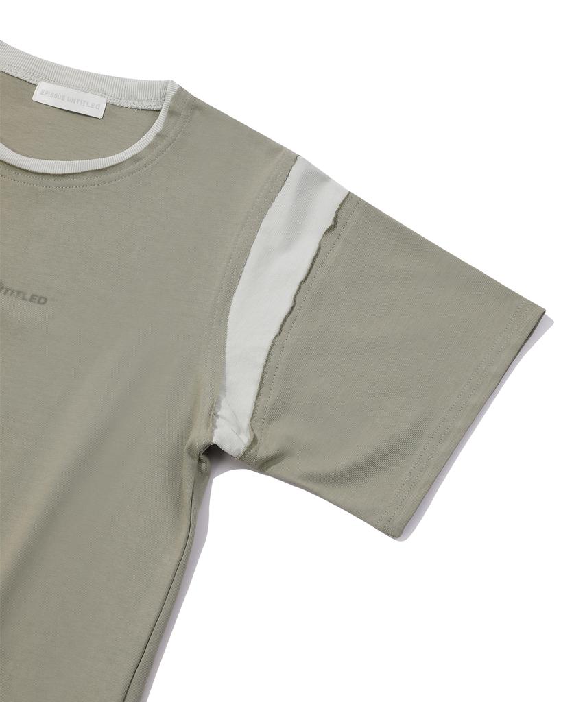 EPISODE UNTITLED Crop Match Colors Logo Print T-Shirt_Mint Khaki