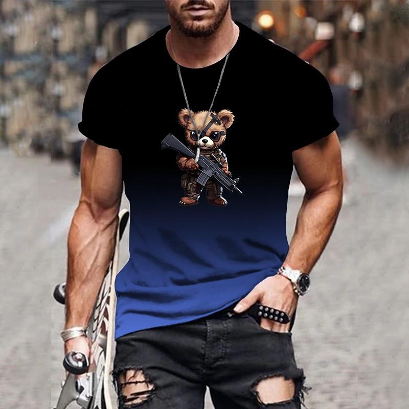 

Повседневная универсальная повседневная, удобная и модная 3D мужская градиентная футболка с короткими рукавами свободного покроя летний топ S